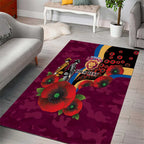 Brisbane Lions ANZAC Personalised Area Rug Lest We Forget Poppy Camo