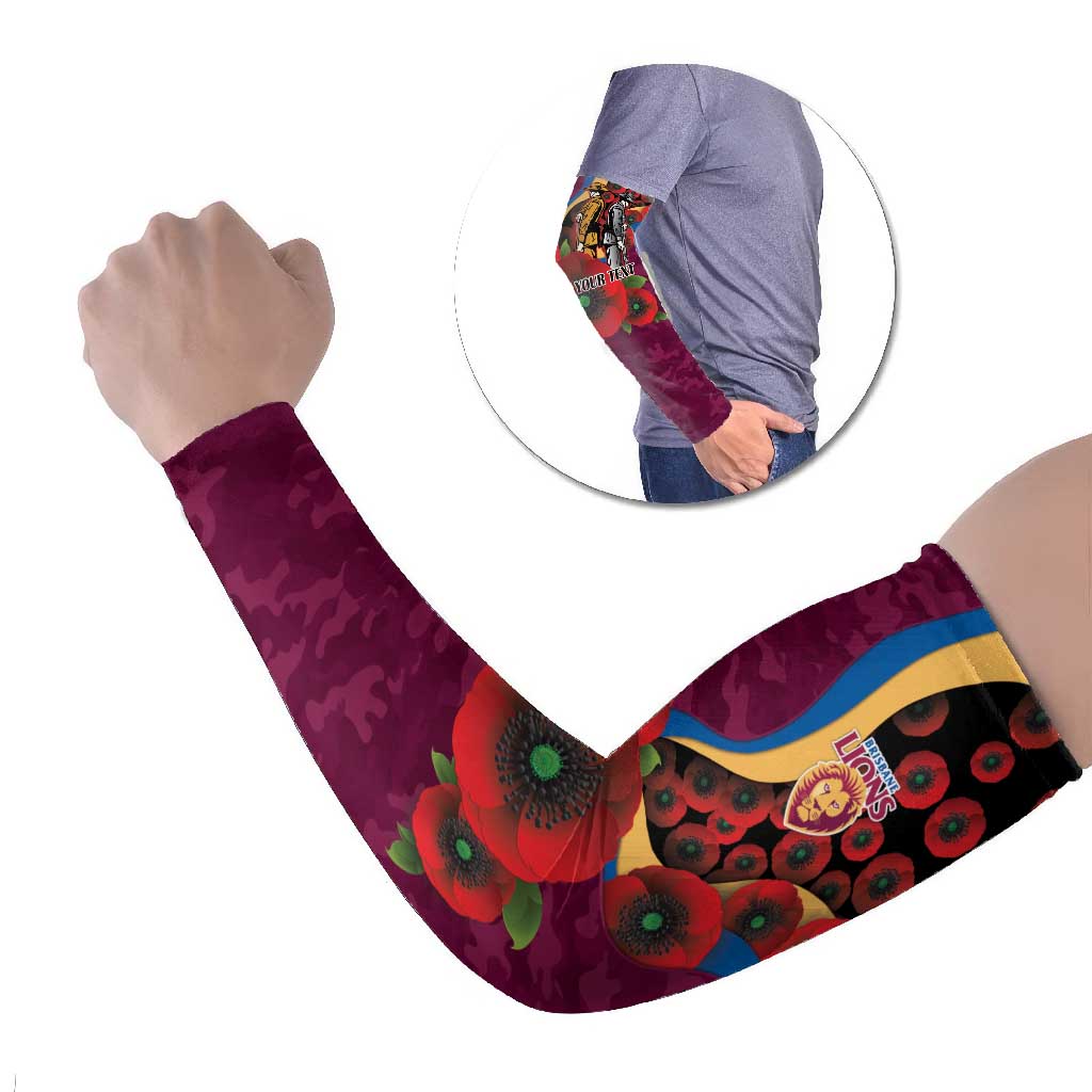 Brisbane Lions ANZAC Personalised Arm Sleeves Lest We Forget Poppy Camo