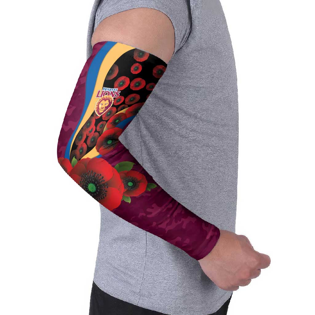 Brisbane Lions ANZAC Personalised Arm Sleeves Lest We Forget Poppy Camo