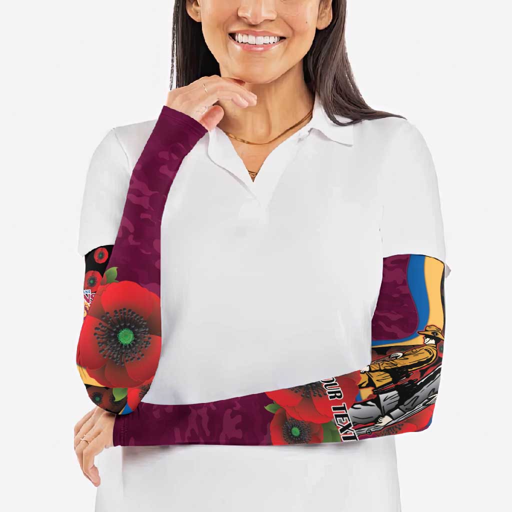 Brisbane Lions ANZAC Personalised Arm Sleeves Lest We Forget Poppy Camo