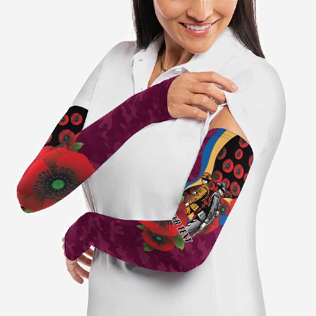 Brisbane Lions ANZAC Personalised Arm Sleeves Lest We Forget Poppy Camo
