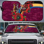 Brisbane Lions ANZAC Personalised Auto Sun Shade Lest We Forget Poppy Camo