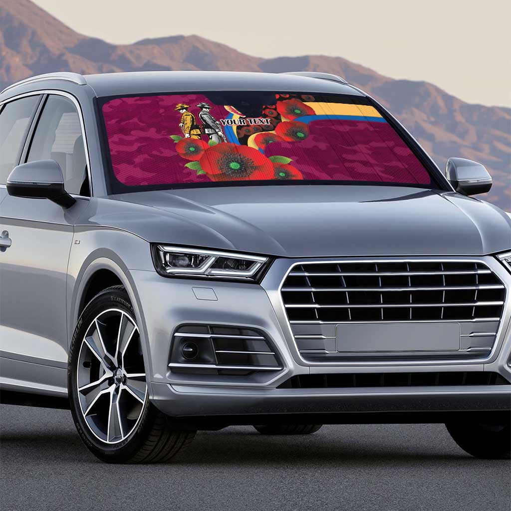 Brisbane Lions ANZAC Personalised Auto Sun Shade Lest We Forget Poppy Camo