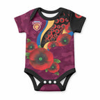Brisbane Lions ANZAC Personalised Baby Onesie Lest We Forget Poppy Camo