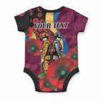 Brisbane Lions ANZAC Personalised Baby Onesie Lest We Forget Poppy Camo