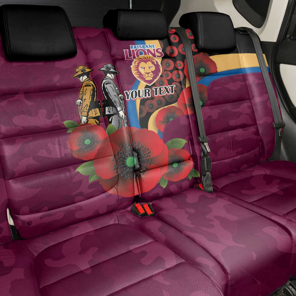 Brisbane Lions ANZAC Personalised Back Car Seat Cover Lest We Forget Poppy Camo