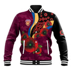 Brisbane Lions ANZAC Personalised Baseball Jacket Lest We Forget Poppy Camo