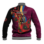 Brisbane Lions ANZAC Personalised Baseball Jacket Lest We Forget Poppy Camo