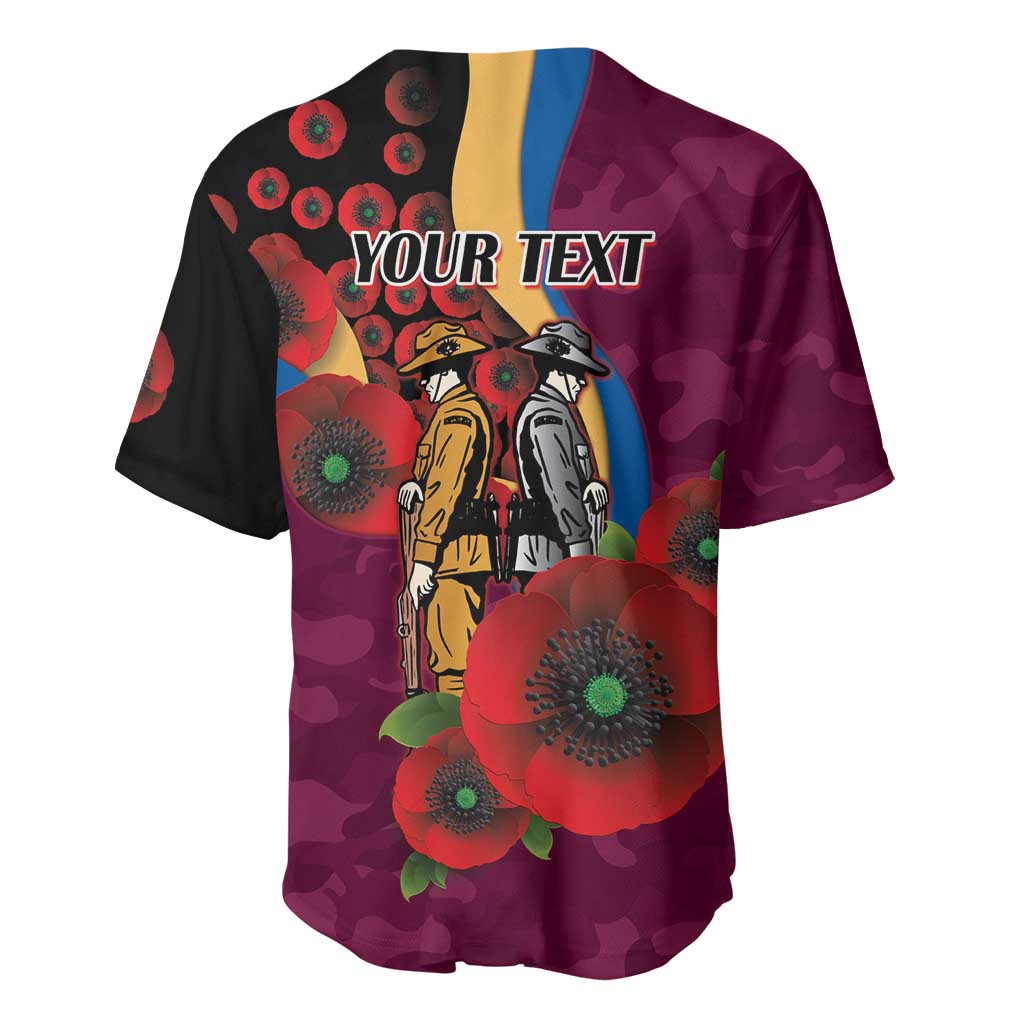 Brisbane Lions ANZAC Personalised Baseball Jersey Lest We Forget Poppy Camo