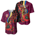 Brisbane Lions ANZAC Personalised Baseball Jersey Lest We Forget Poppy Camo