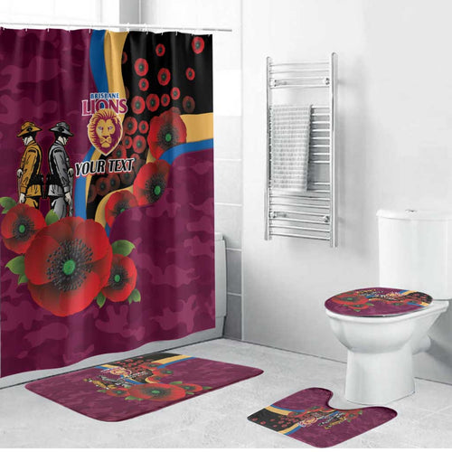 Brisbane Lions ANZAC Personalised Bathroom Set Lest We Forget Poppy Camo