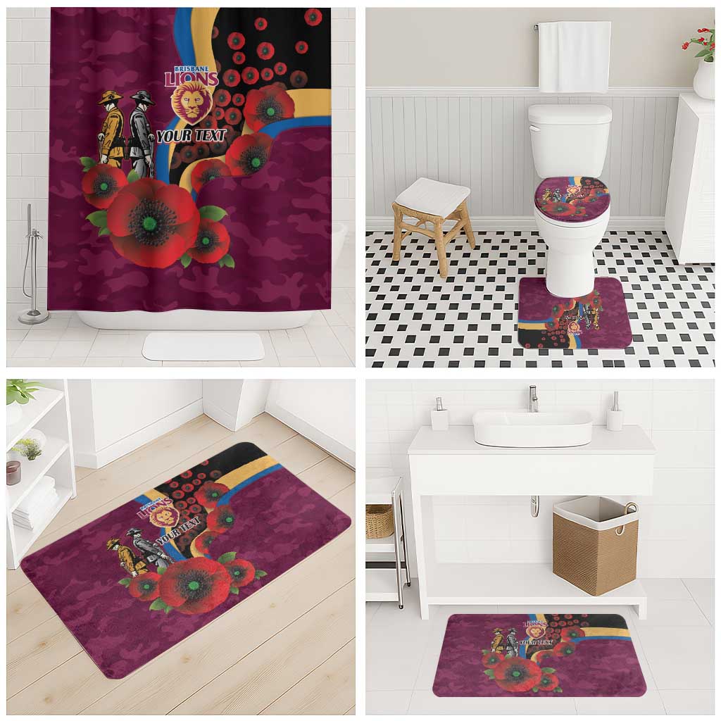 Brisbane Lions ANZAC Personalised Bathroom Set Lest We Forget Poppy Camo