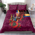 Brisbane Lions ANZAC Personalised Bedding Set Lest We Forget Poppy Camo