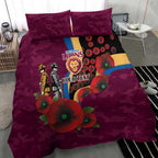 Brisbane Lions ANZAC Personalised Bedding Set Lest We Forget Poppy Camo