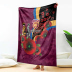 Brisbane Lions ANZAC Personalised Blanket Lest We Forget Poppy Camo