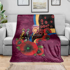 Brisbane Lions ANZAC Personalised Blanket Lest We Forget Poppy Camo