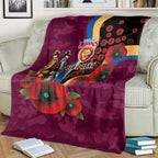 Brisbane Lions ANZAC Personalised Blanket Lest We Forget Poppy Camo