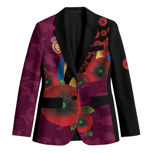 Brisbane Lions ANZAC Personalised Blazer Lest We Forget Poppy Camo