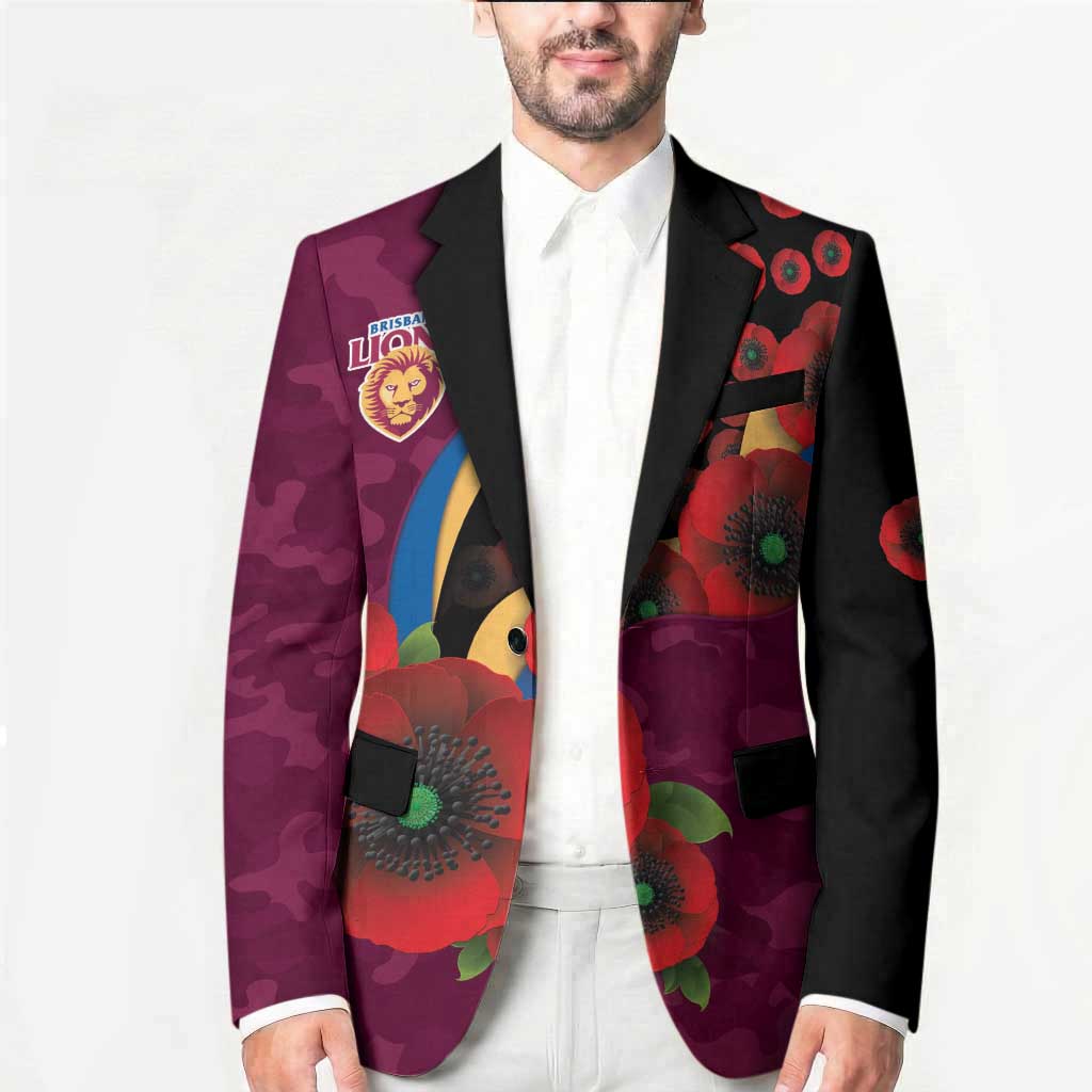 Brisbane Lions ANZAC Personalised Blazer Lest We Forget Poppy Camo