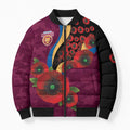 Brisbane Lions ANZAC Personalised Bomber Puffer Jacket Lest We Forget Poppy Camo
