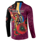 Brisbane Lions ANZAC Personalised Button Sweatshirt Lest We Forget Poppy Camo