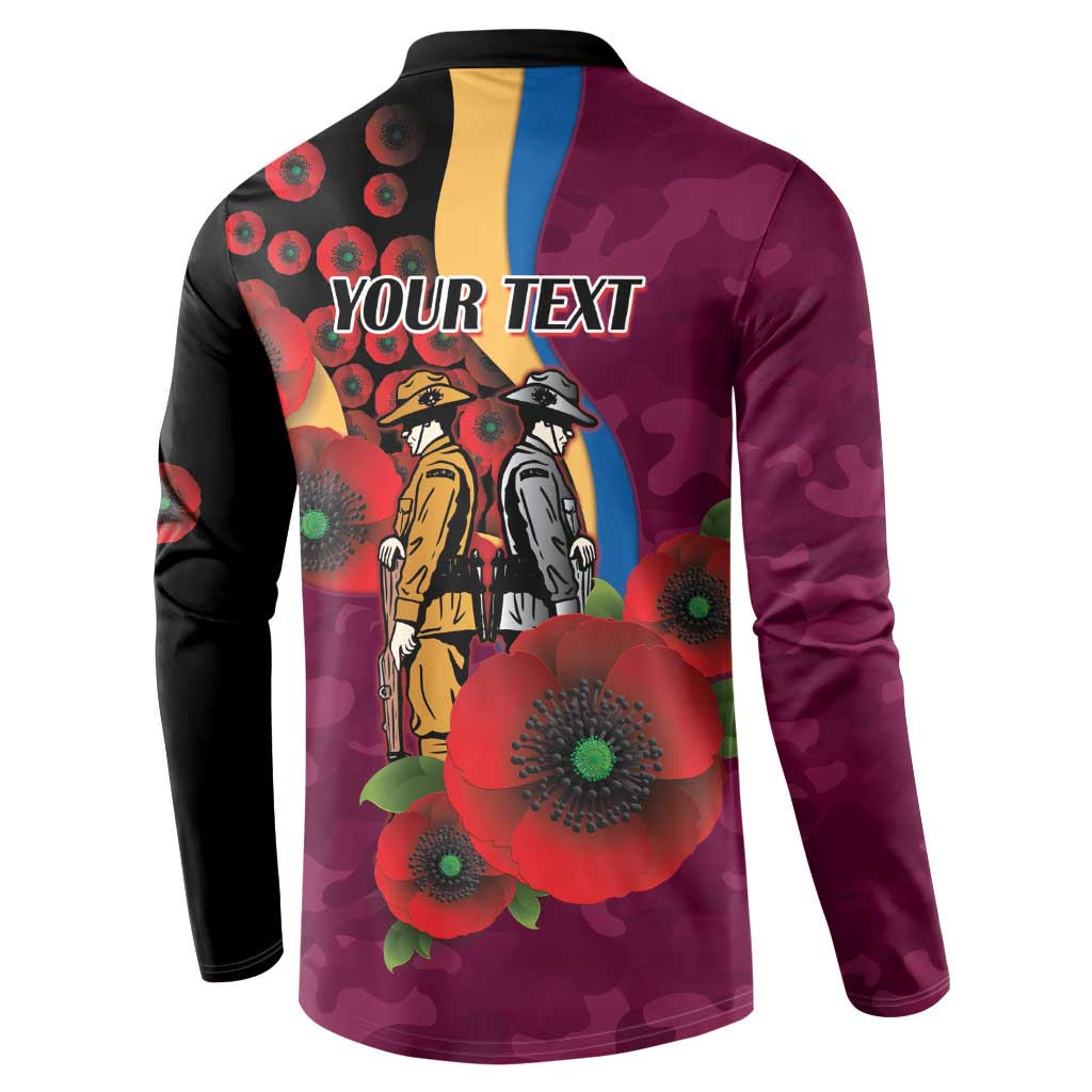 Brisbane Lions ANZAC Personalised Button Sweatshirt Lest We Forget Poppy Camo