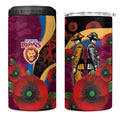 Brisbane Lions ANZAC Personalised 4 in 1 Can Cooler Tumbler Lest We Forget Poppy Camo