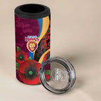 Brisbane Lions ANZAC Personalised 4 in 1 Can Cooler Tumbler Lest We Forget Poppy Camo