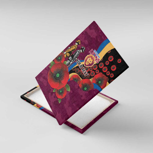 Brisbane Lions ANZAC Personalised Canvas Wall Art Lest We Forget Poppy Camo