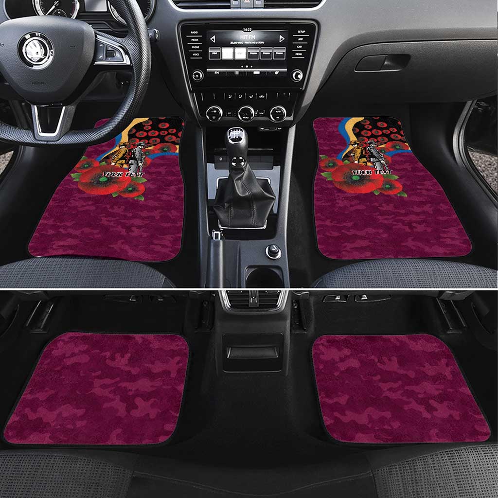 Brisbane Lions ANZAC Personalised Car Mats Lest We Forget Poppy Camo