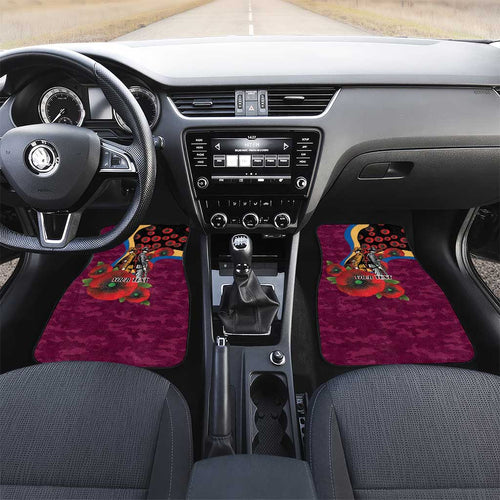 Brisbane Lions ANZAC Personalised Car Mats Lest We Forget Poppy Camo