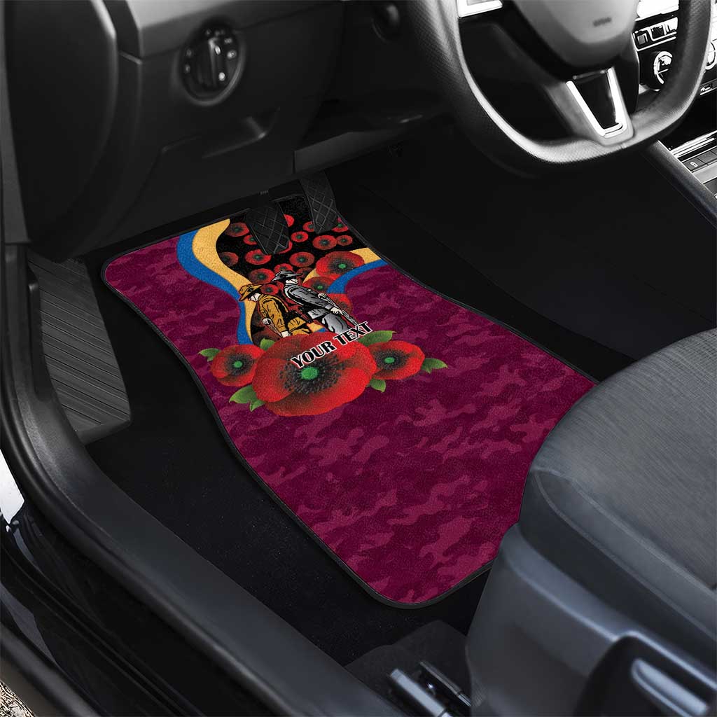 Brisbane Lions ANZAC Personalised Car Mats Lest We Forget Poppy Camo