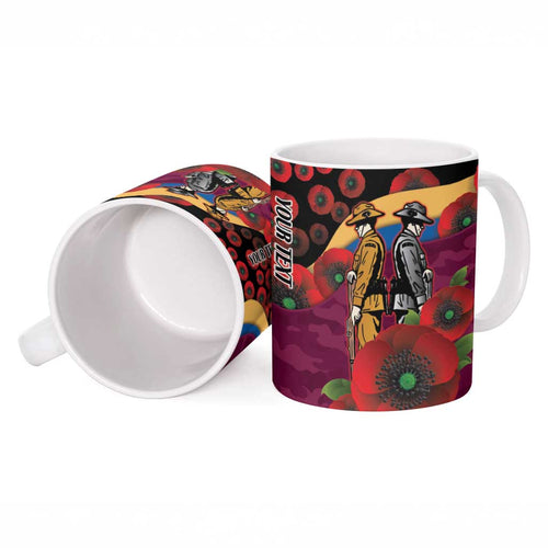Brisbane Lions ANZAC Personalised Ceramic Mug Lest We Forget Poppy Camo