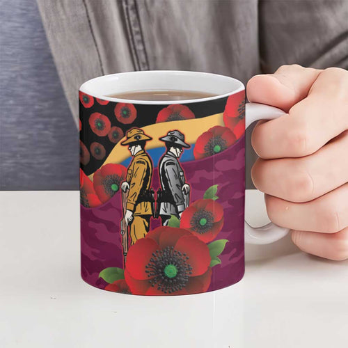 Brisbane Lions ANZAC Personalised Ceramic Mug Lest We Forget Poppy Camo