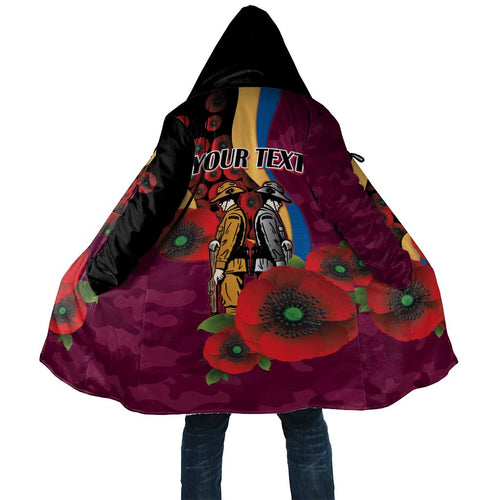 Brisbane Lions ANZAC Personalised Cloak Lest We Forget Poppy Camo