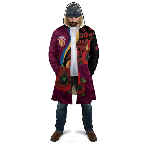 Brisbane Lions ANZAC Personalised Cloak Lest We Forget Poppy Camo