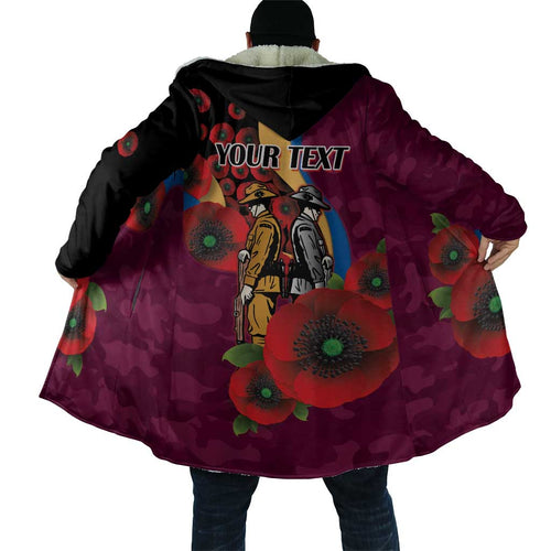 Brisbane Lions ANZAC Personalised Cloak Lest We Forget Poppy Camo