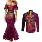 Brisbane Lions ANZAC Personalised Couples Matching Mermaid Dress and Long Sleeve Button Shirt Lest We Forget Poppy Camo