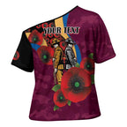 Brisbane Lions ANZAC Personalised Cross Shoulder Shirt Lest We Forget Poppy Camo