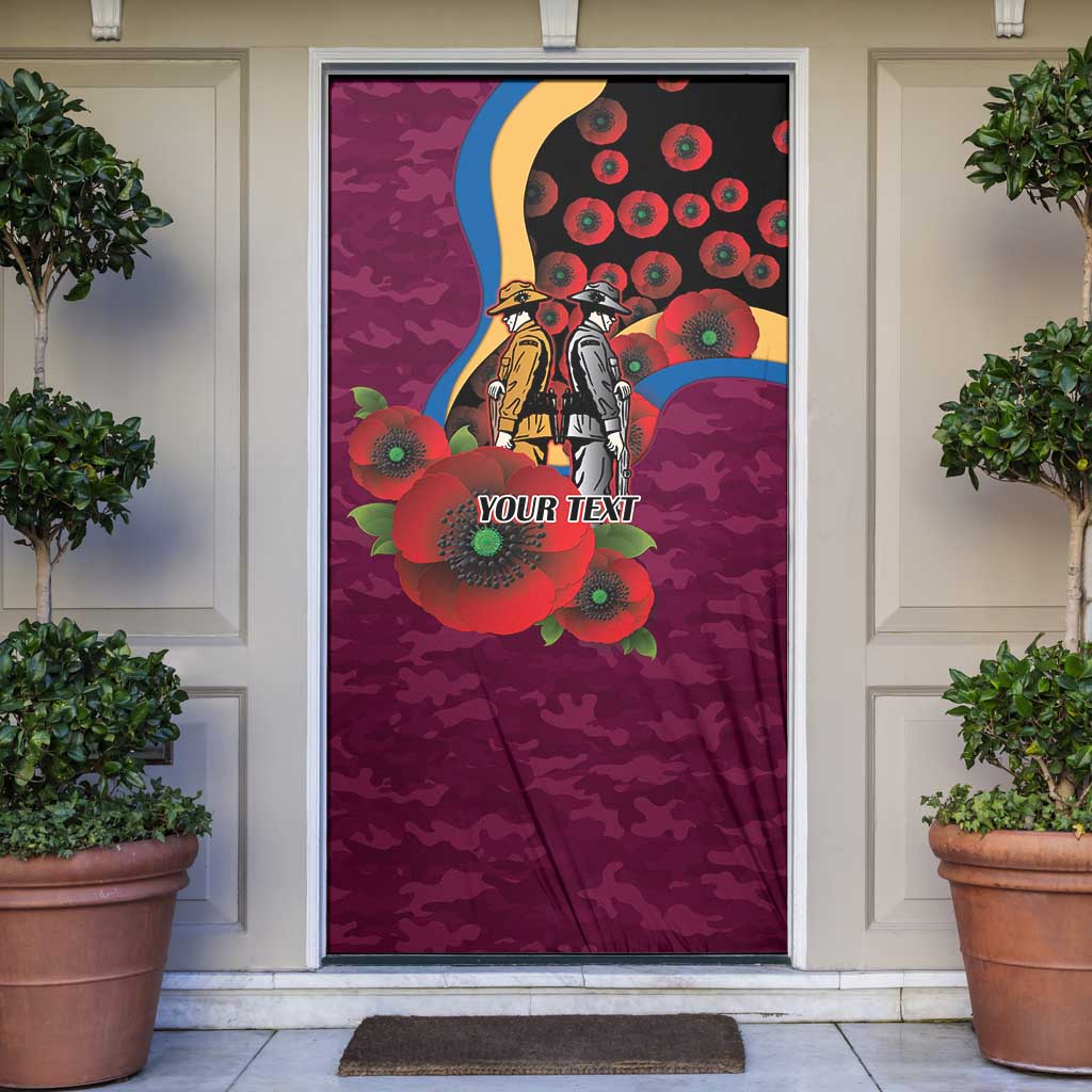 Brisbane Lions ANZAC Personalised Door Cover Lest We Forget Poppy Camo