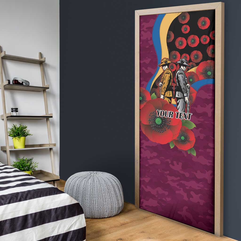 Brisbane Lions ANZAC Personalised Door Cover Lest We Forget Poppy Camo