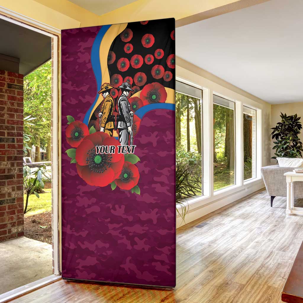 Brisbane Lions ANZAC Personalised Door Cover Lest We Forget Poppy Camo
