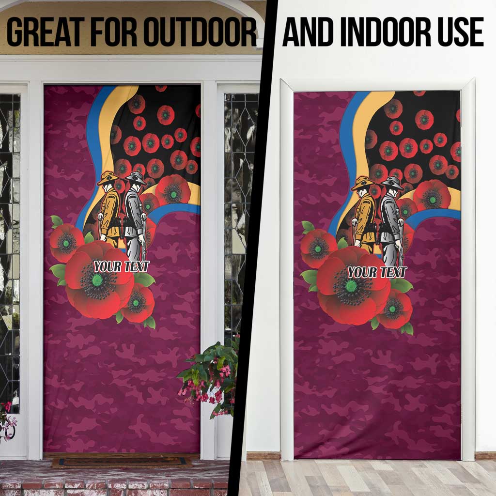 Brisbane Lions ANZAC Personalised Door Cover Lest We Forget Poppy Camo