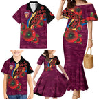 Brisbane Lions ANZAC Personalised Family Matching Mermaid Dress and Hawaiian Shirt Lest We Forget Poppy Camo