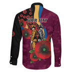 Brisbane Lions ANZAC Personalised Family Matching Mermaid Dress and Hawaiian Shirt Lest We Forget Poppy Camo