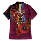 Brisbane Lions ANZAC Personalised Family Matching Off Shoulder Maxi Dress and Hawaiian Shirt Lest We Forget Poppy Camo
