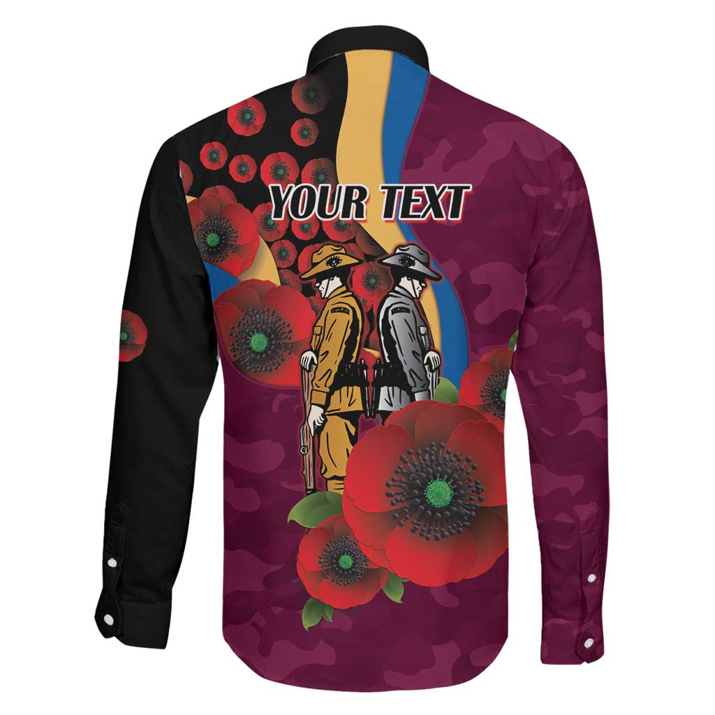 Brisbane Lions ANZAC Personalised Family Matching Summer Maxi Dress and Hawaiian Shirt Lest We Forget Poppy Camo