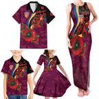 Brisbane Lions ANZAC Personalised Family Matching Tank Maxi Dress and Hawaiian Shirt Lest We Forget Poppy Camo