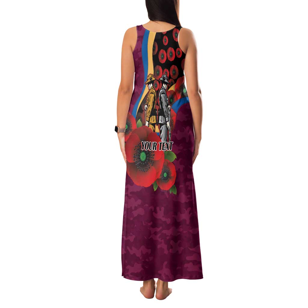 Brisbane Lions ANZAC Personalised Family Matching Tank Maxi Dress and Hawaiian Shirt Lest We Forget Poppy Camo