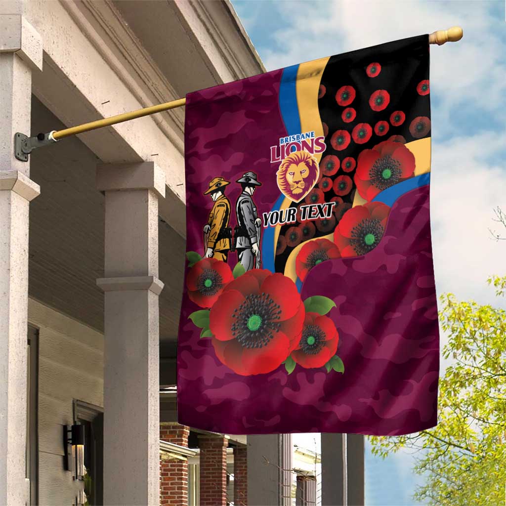 Brisbane Lions ANZAC Personalised Garden Flag Lest We Forget Poppy Camo